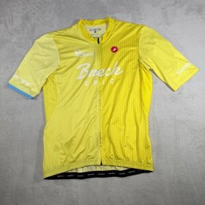 Castelli Breck Epic Cycling Jersey Mens XL Yellow Full Zip Short Sleeve